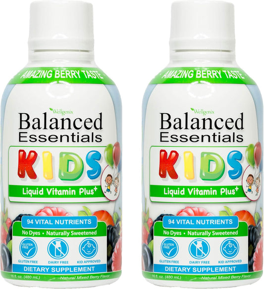 Nutritional Multivitamin for Picky Eaters - Kids Liquid Vitamin with Immune Boost - 16oz x 2 Pack - Overall Health Support for Children