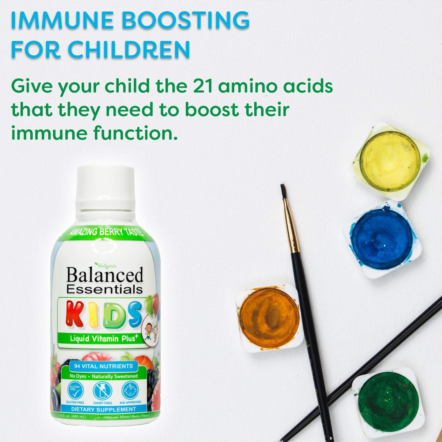 Nutritional Multivitamin for Picky Eaters - Kids Liquid Vitamin with Immune Boost - 16oz x 2 Pack - Overall Health Support for Children