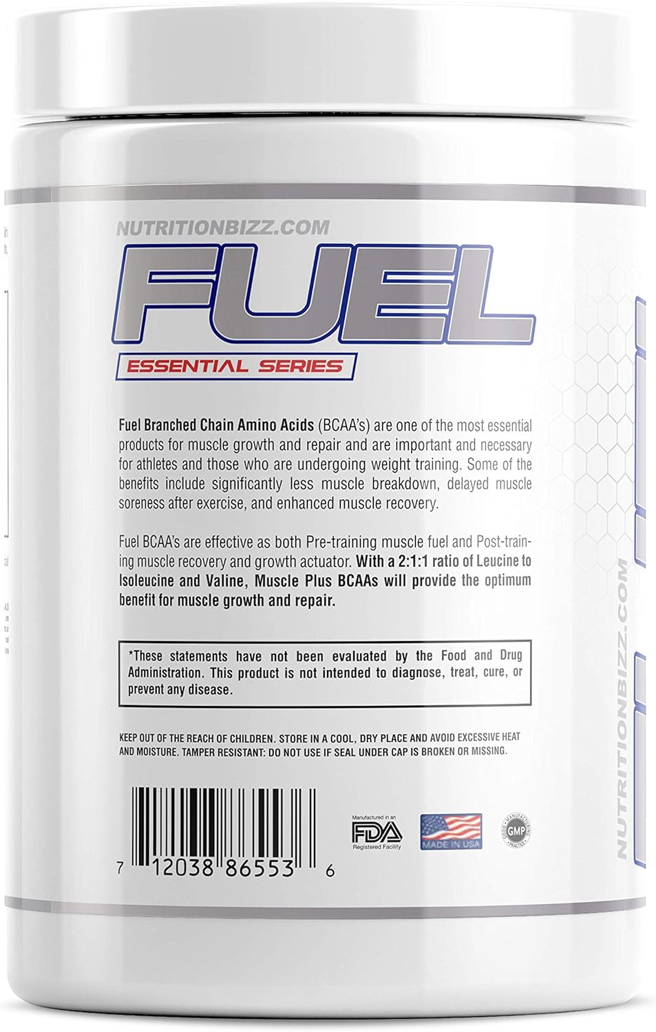 NutritionBizz Fuel BCAA Powder - 5g Amino Acids, Post-Workout Recovery Drink, Muscle Building & Endurance - 30 Servings, Pineapple Flavor - BoostGo Australia