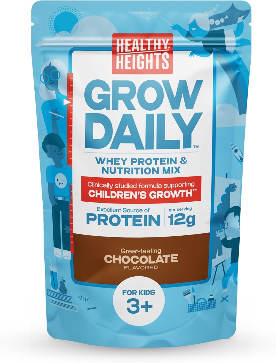 Nutritious Chocolate Protein Shake Mix for Kids 3+ - Healthy Heights Grow Daily Kids Drink with High Protein