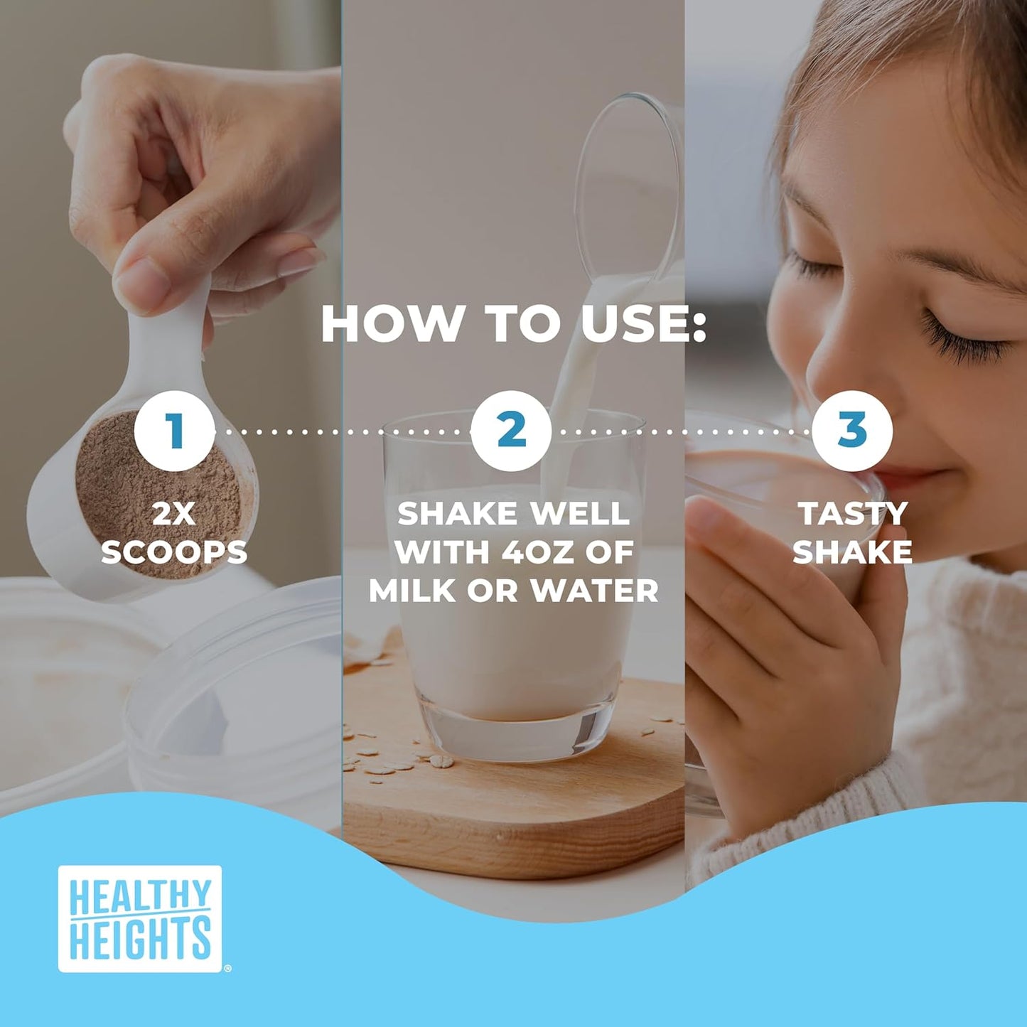 Nutritious Chocolate Protein Shake Mix for Kids 3+ - Healthy Heights Grow Daily Kids Drink with High Protein