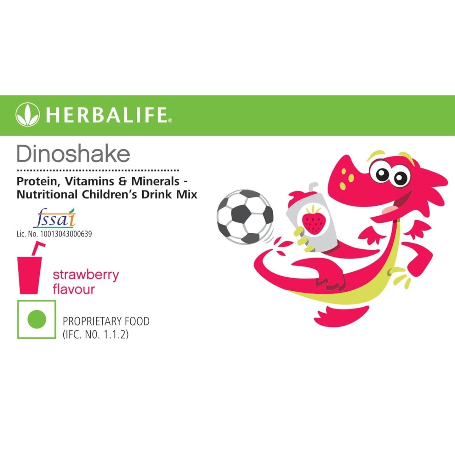 Nutritious Herbalife Dinoshake Strawberry Flavor - 200g | Protein, Vitamin, Mineral-Rich Kids Drink Mix | Ideal for Picky Eaters | Enhance Child's Health & Wellness