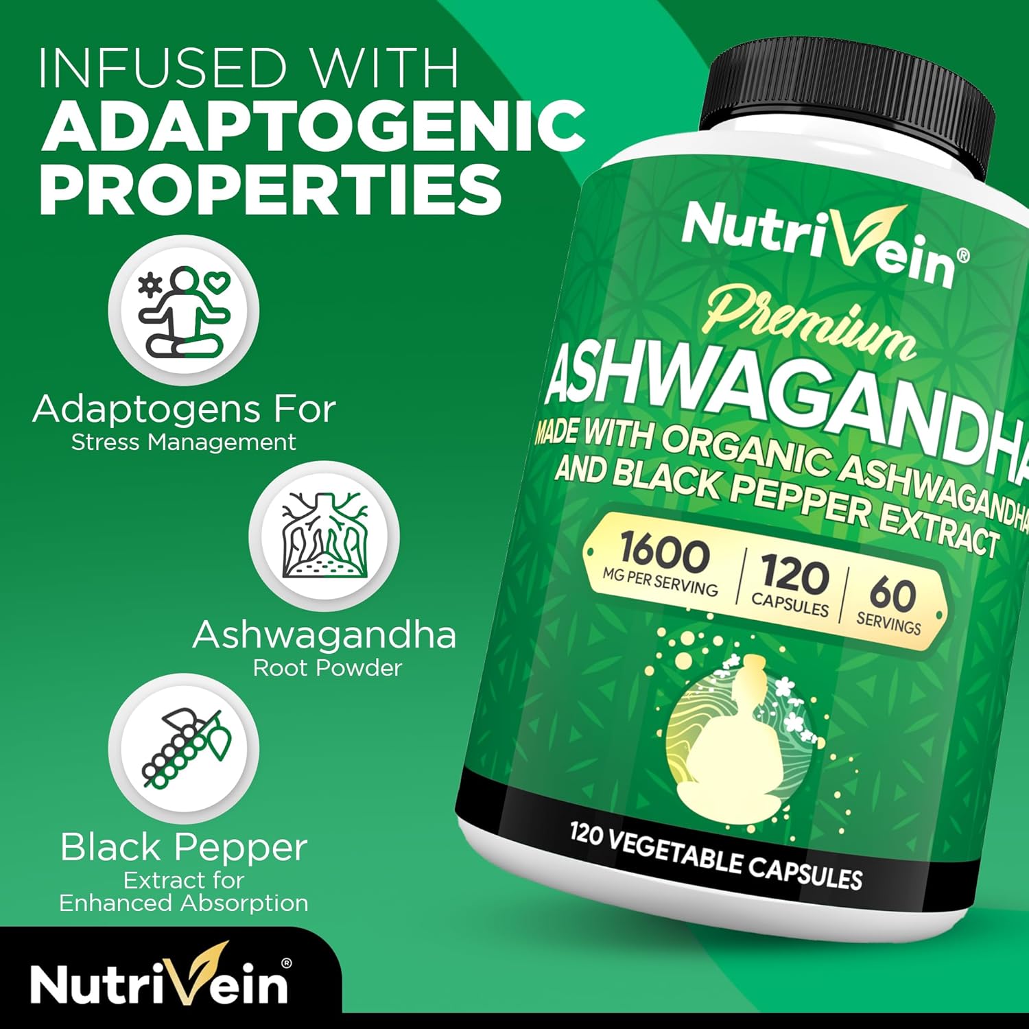 Nutrivein Ashwagandha and Glutathione Supplement Bundle for Immunity, Balance, and Vitality