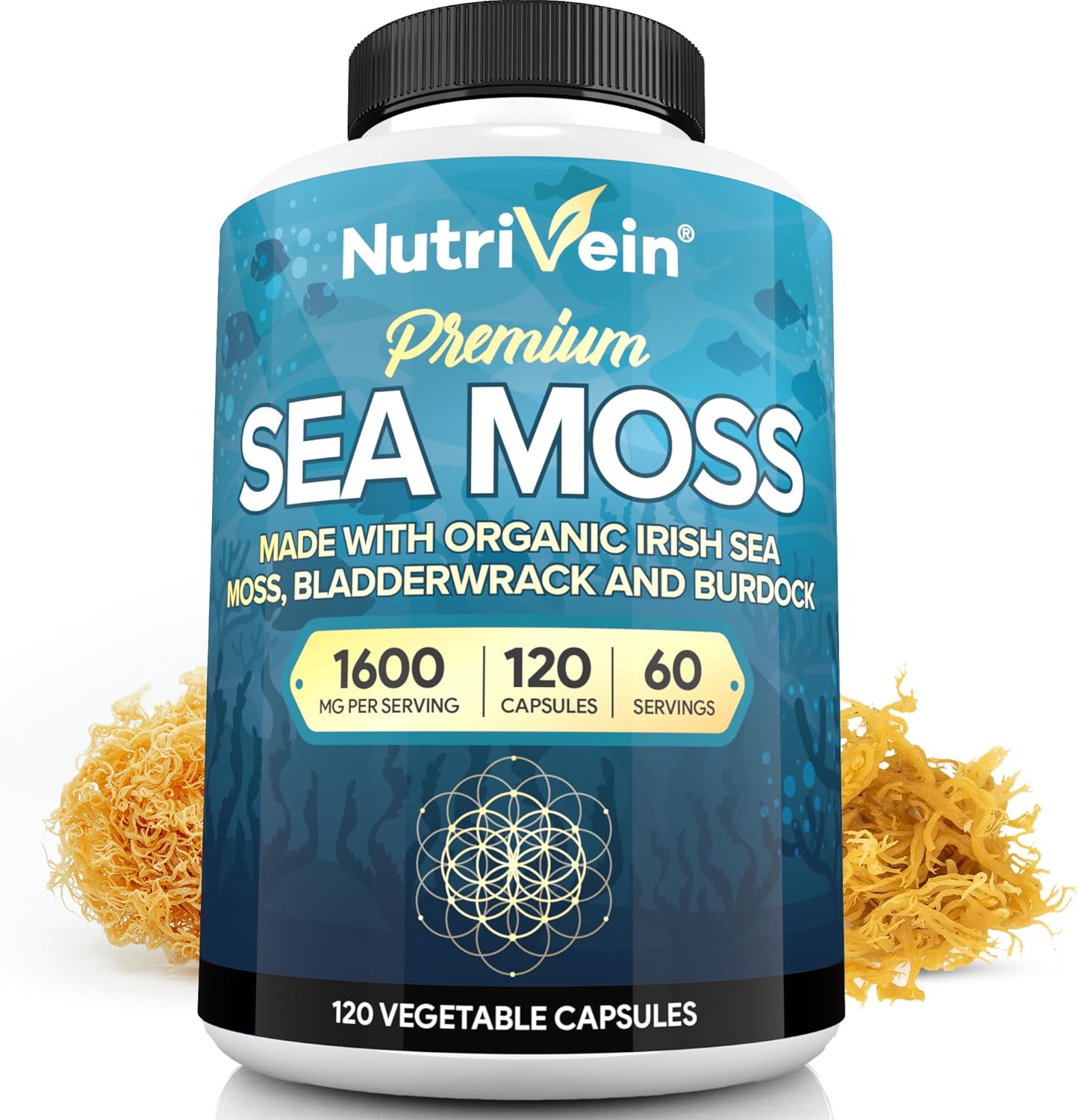 Nutrivein Irish Sea Moss and Tart Cherry Capsules Bundle: Digestive Support and Daily Wellness Supplement Set