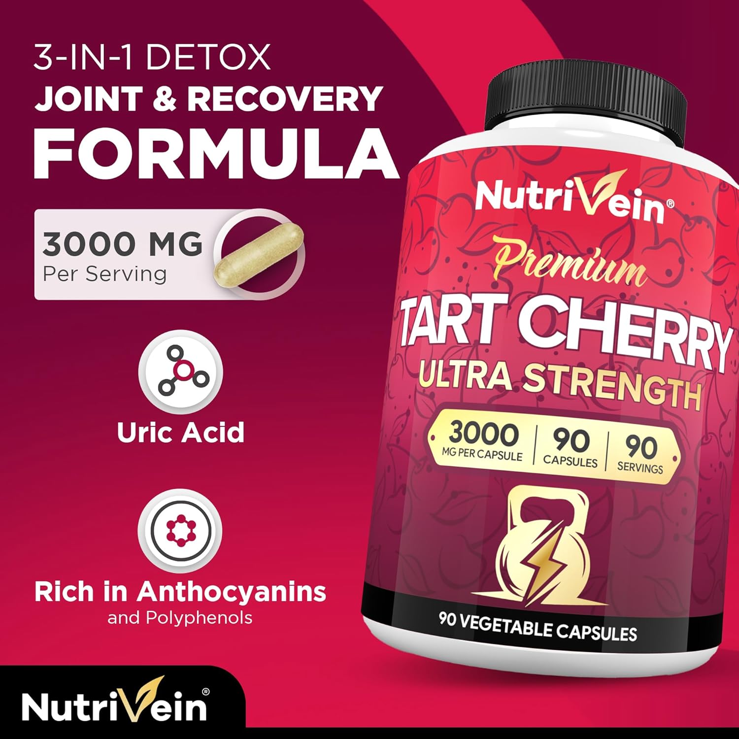Nutrivein Irish Sea Moss and Tart Cherry Capsules Bundle: Digestive Support and Daily Wellness Supplement Set