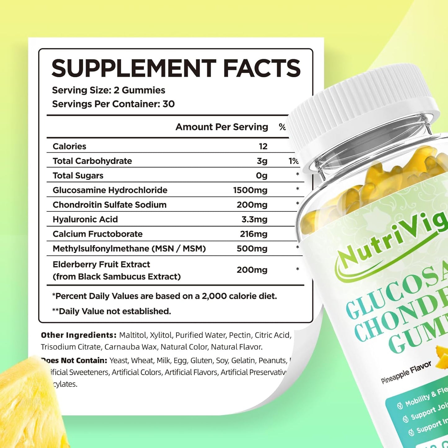 NutriVigor 200MG CoQ10 & Glucosamine Chondroitin Gummies for Cellular Energy & Joint Support
