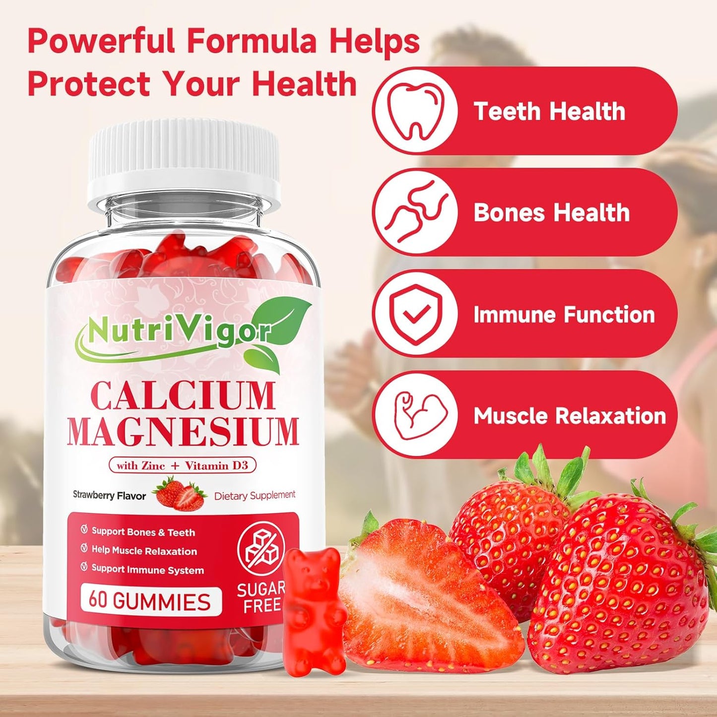 NutriVigor CoQ10 Gummies with 200MG + Calcium Magnesium Zinc Gummies - Energy & Immune System Boost