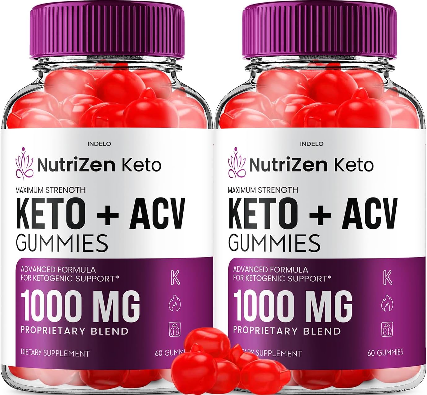 NutriZen Keto ACV Gummies - 2 Pack Advanced Formula for Men and Women - Apple Cider Vinegar Dietary Supplement with Nutrizen (120 Gummies)