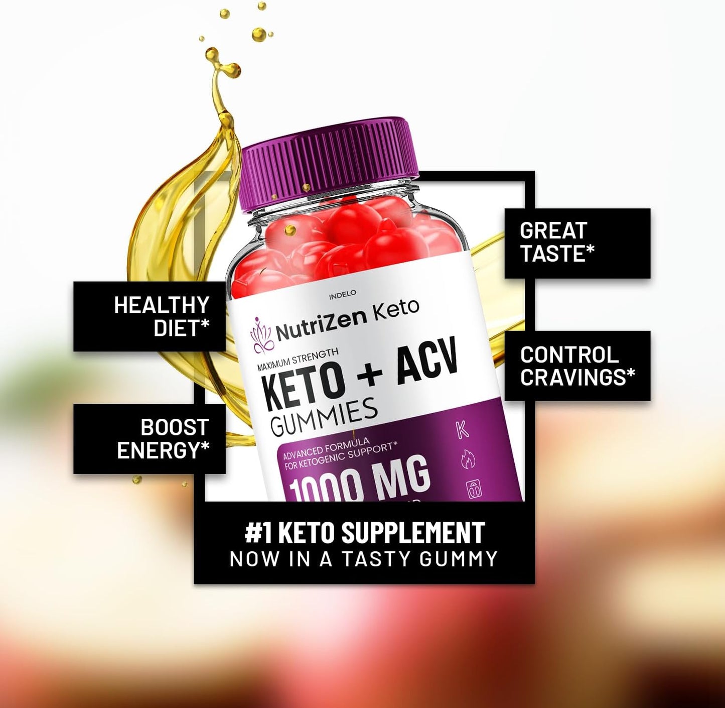 NutriZen Keto ACV Gummies - 2 Pack Advanced Formula for Men and Women - Apple Cider Vinegar Dietary Supplement with Nutrizen (120 Gummies)