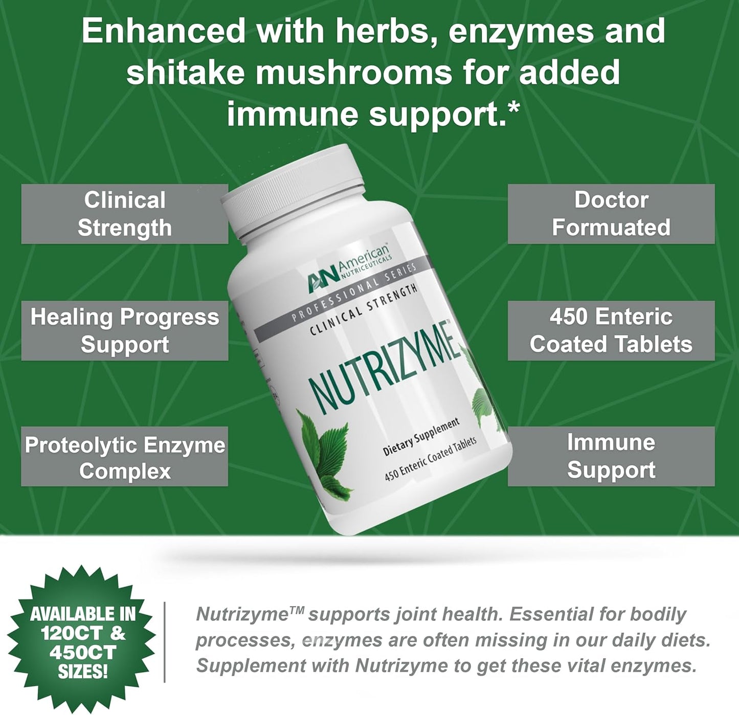 Nutrizyme Proteolytic Enzyme Complex - 120 Tablets - Immunity & Metabolic Support