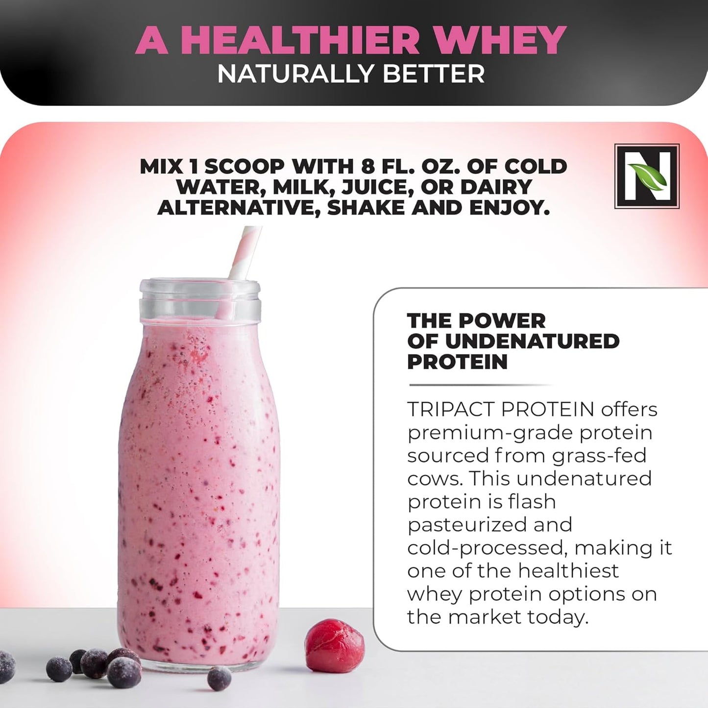 Nutrology TRIPACT Superberry Protein Powder: 7-in-1 Meal Replacement Shake with Grass Fed Whey, Greens, Probiotics & BCAAs (40 Servings) - BoostGo Australia