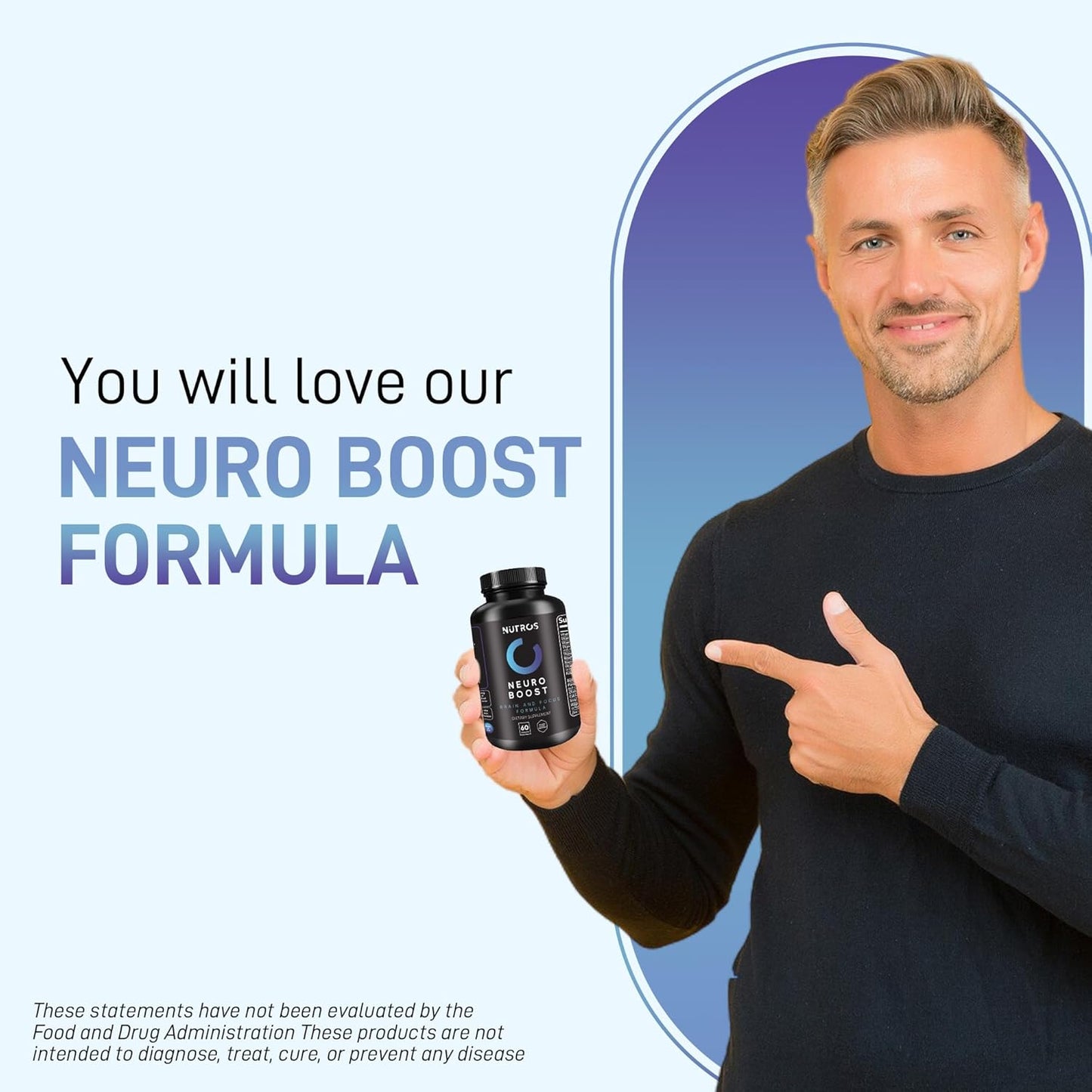 NUTROS Neuro Boost Nootropic Capsules for Memory, Mood, and Mental Clarity - 60 Count