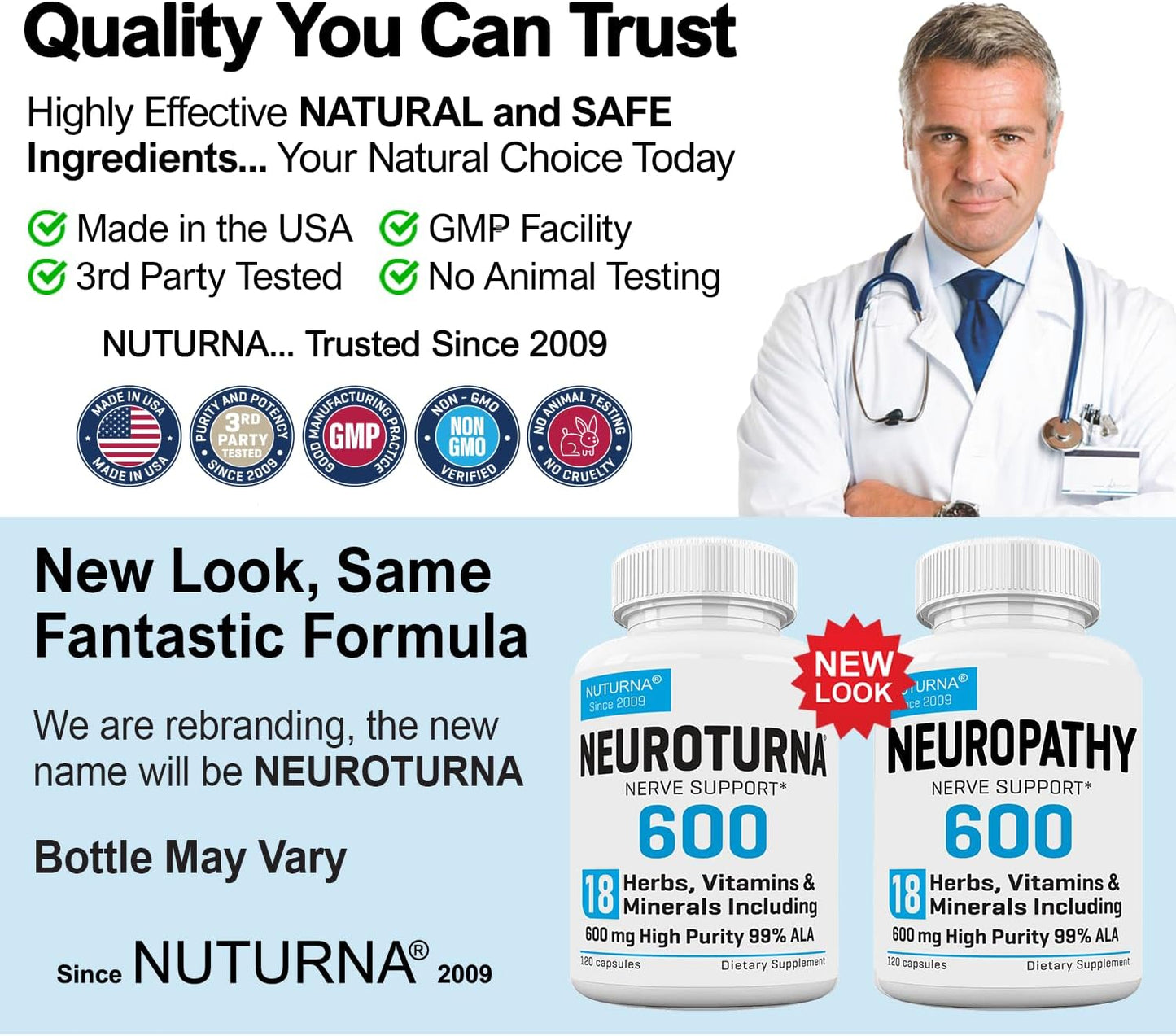 Nuturna Neuropathy Support Supplement with 600mg HP-99 Alpha Lipoic Acid - 18-in-1 Natural Nerve Formula for Hands, Feet, Legs - 120 Capsules