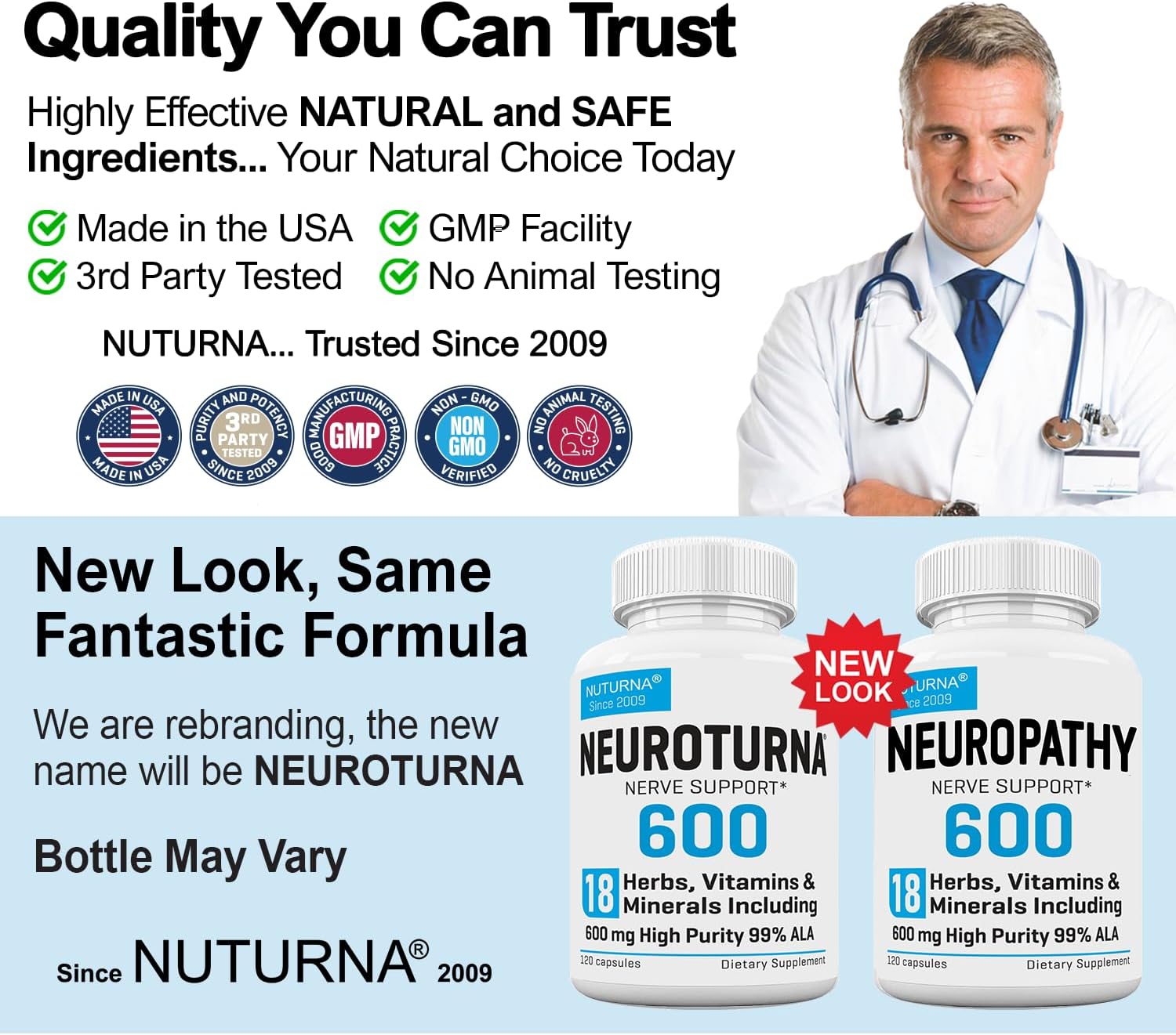 Nuturna Neuropathy Support Supplement with 600mg HP-99 Alpha Lipoic Acid - 18-in-1 Natural Nerve Formula for Hands, Feet, Legs - 120 Capsules