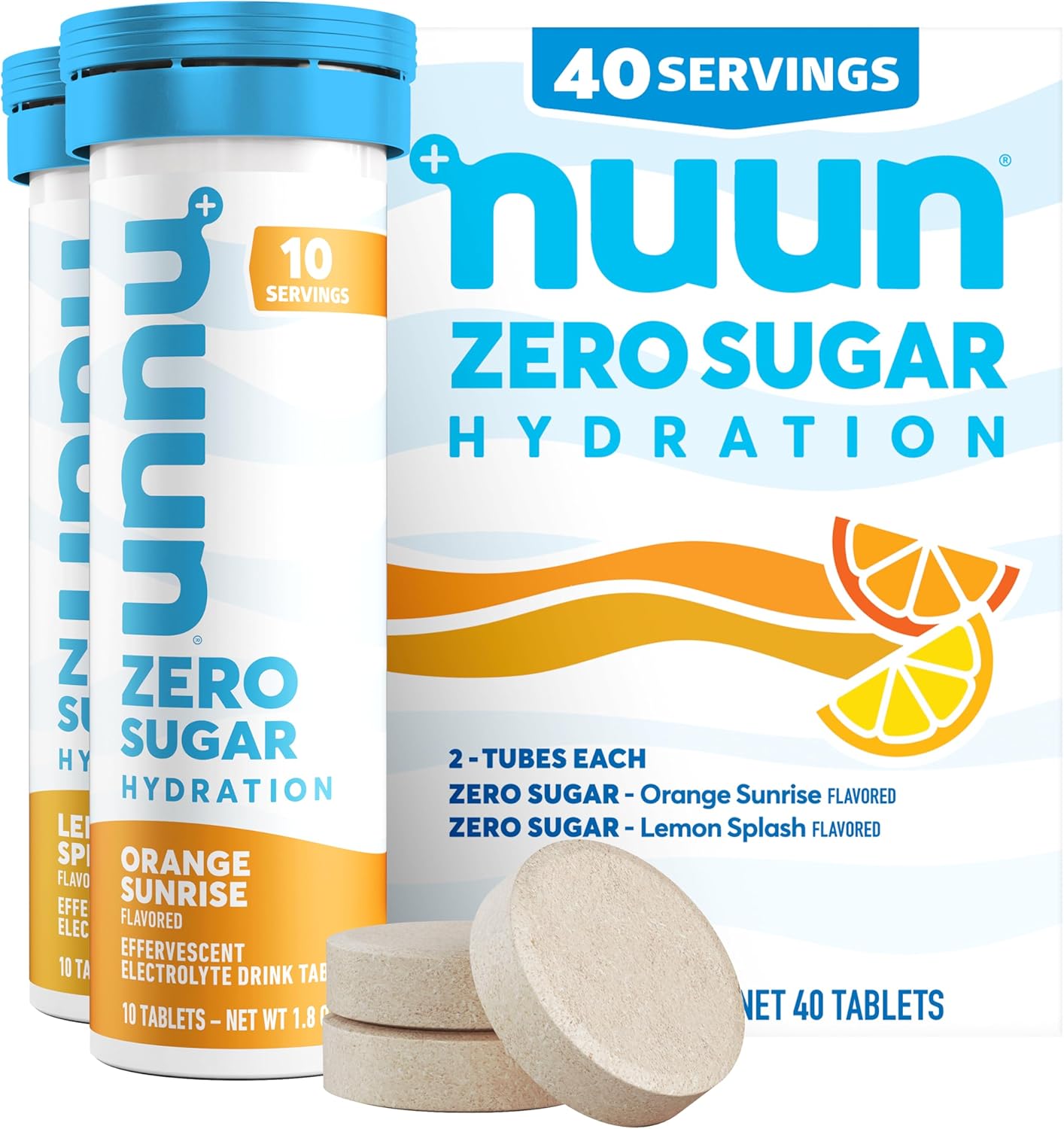 Nuun Zero Sugar Electrolyte Tablets - Mixed Citrus Flavor, Gluten-Free, Vegan, 4 Pack (40 Servings)
