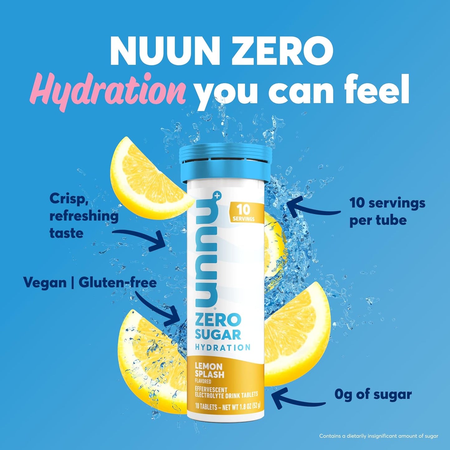 Nuun Zero Sugar Electrolyte Tablets - Mixed Citrus Flavor, Gluten-Free, Vegan, 4 Pack (40 Servings)