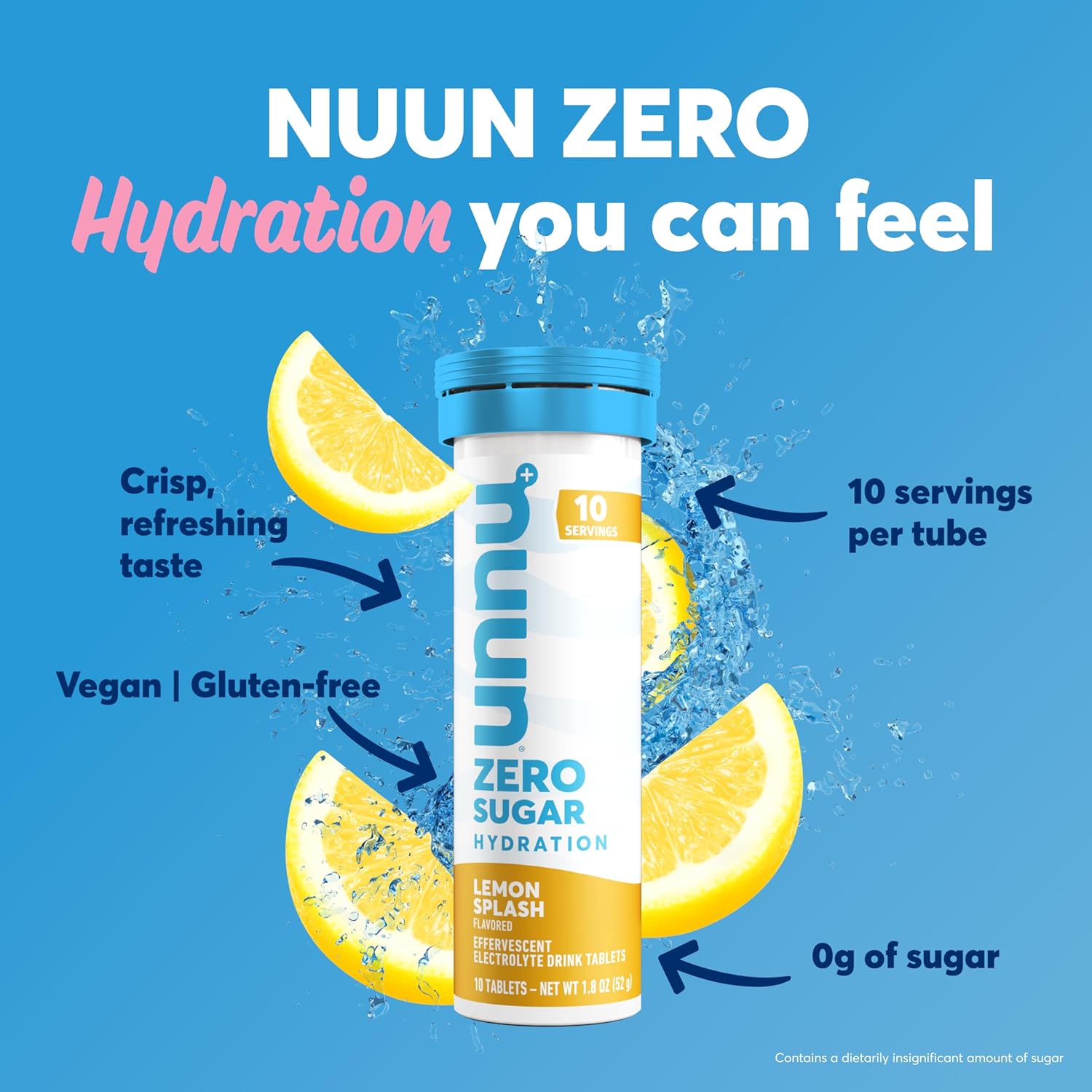 Nuun Zero Sugar Electrolyte Tablets - Mixed Citrus Flavor, Gluten-Free, Vegan, 4 Pack (40 Servings)