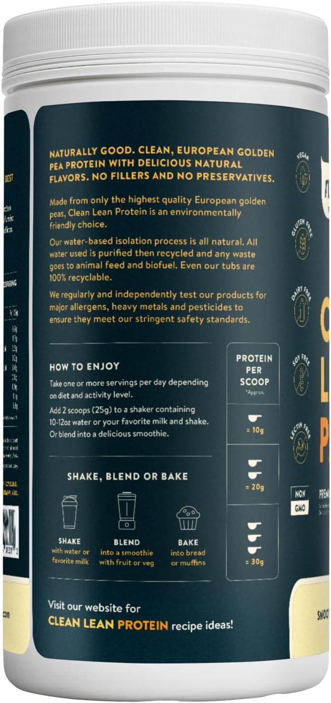 Nuzest Clean Lean Protein Powder - Vegan Plant Based Shake, Smooth Vanilla, 40 Servings, 2.2 lb - Dairy, Gluten, GMO Free