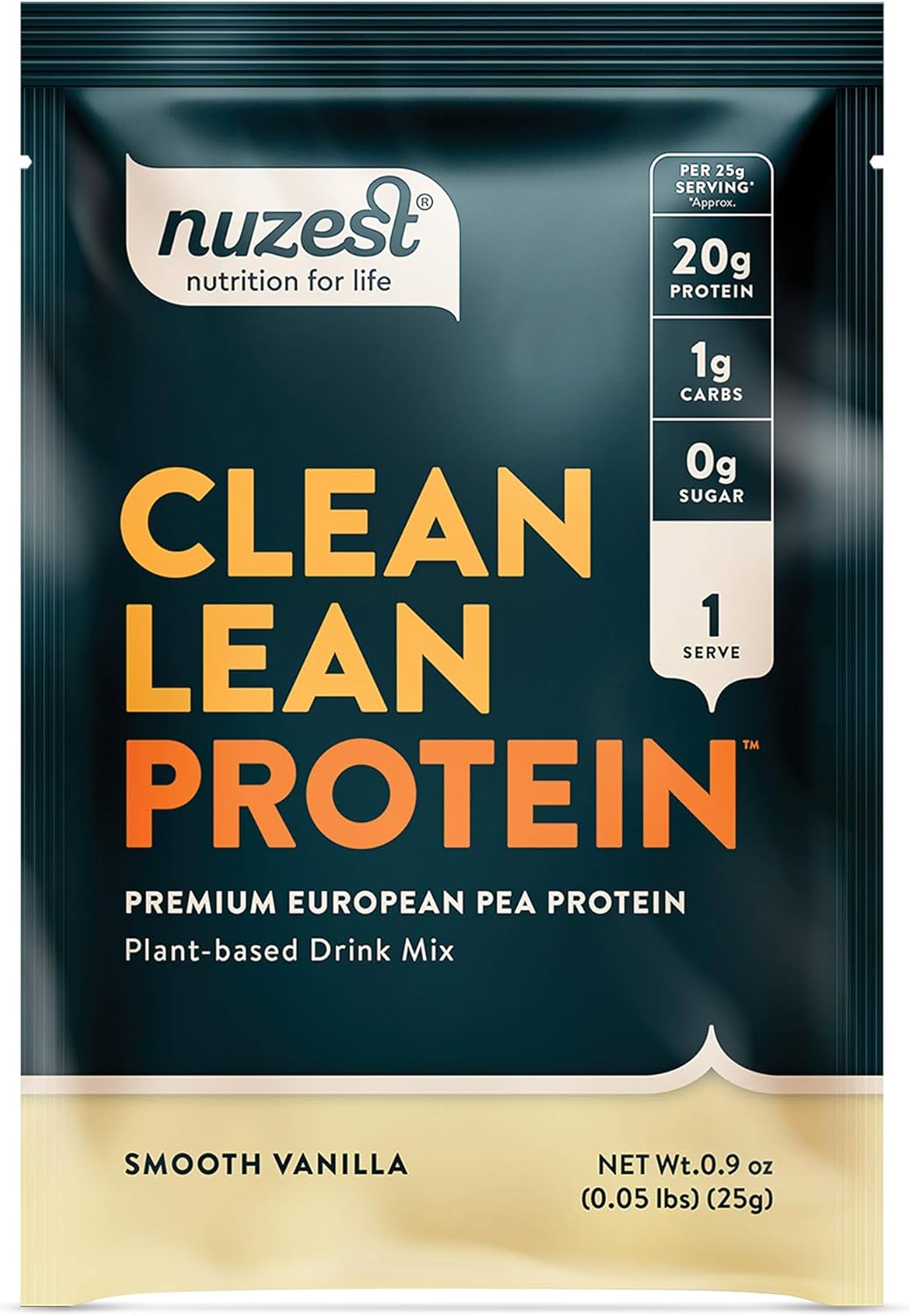 Nuzest Clean Lean Protein, Vegan Plant-Based Pea Protein Powder, Smooth Vanilla Flavor, Single Serving Packet, Dairy-Free, Gluten-Free, Non-GMO