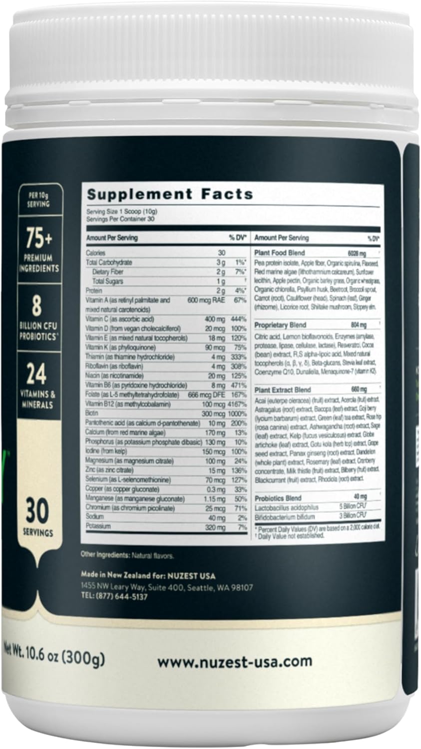 Nuzest Good Green Vitality Greens Powder – Vegan Multivitamin Supplement with Superfoods (300g)