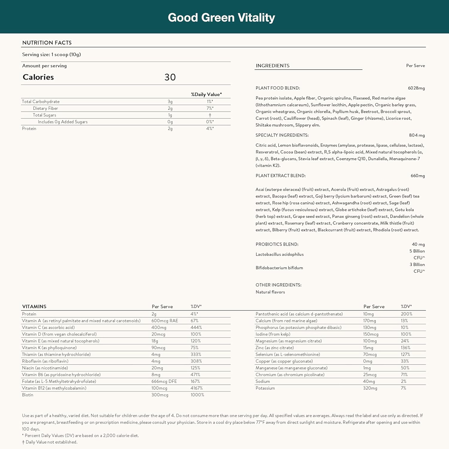 Nuzest Good Green Vitality Greens Powder – Vegan Multivitamin Supplement with Superfoods (300g)