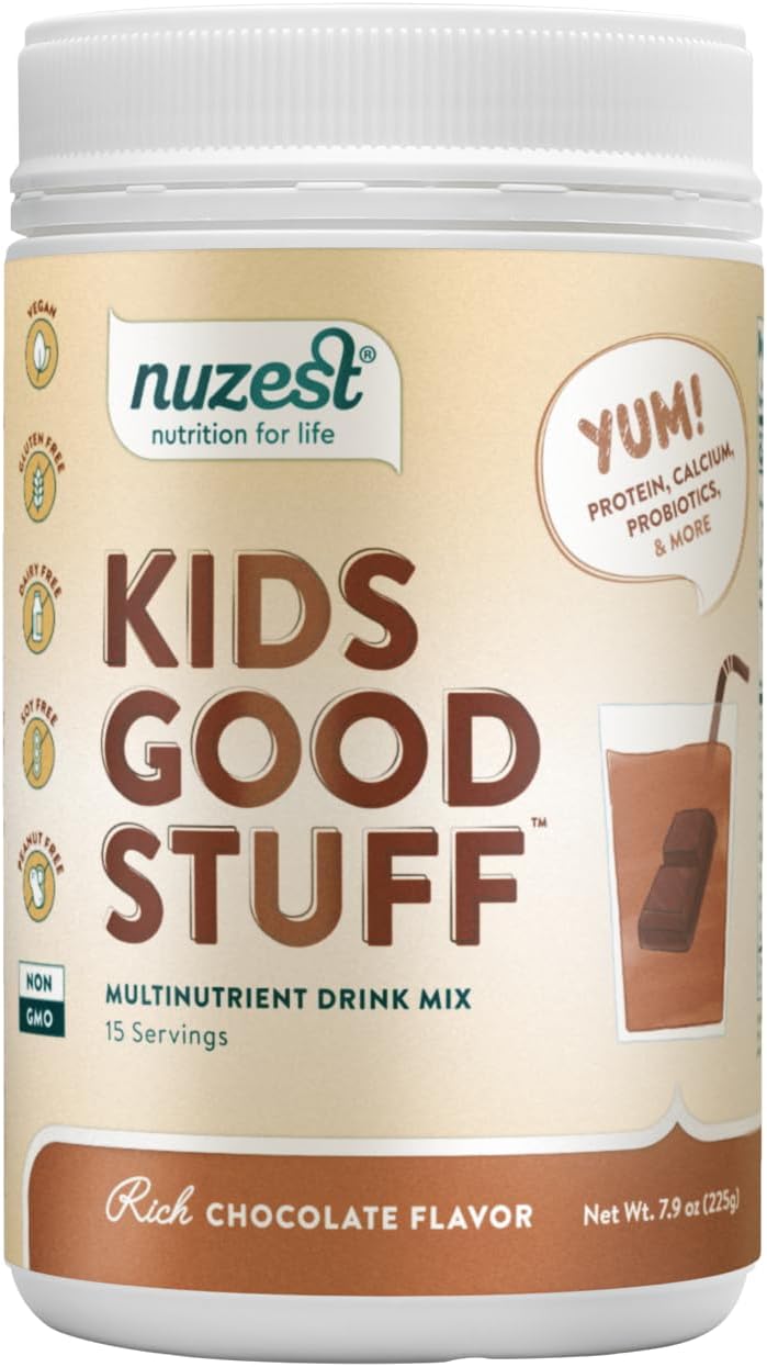 Nuzest Kids Good Stuff Vegan Smoothie Mix - Rich Chocolate - Multivitamin Protein Shake - Dairy Free - 225g/7.9 oz - Growth and Development Support