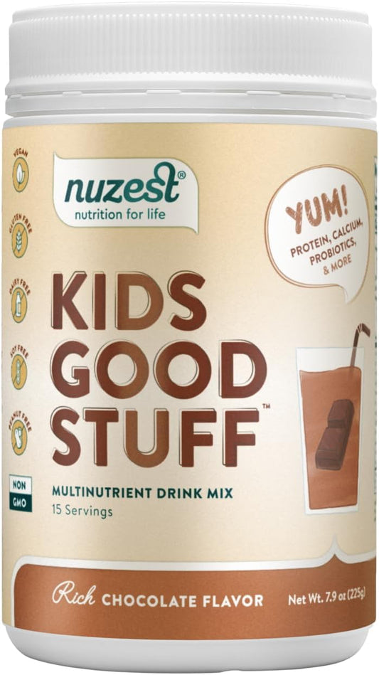 Nuzest Kids Good Stuff Vegan Smoothie Mix - Rich Chocolate - Multivitamin Protein Shake - Dairy Free - 225g/7.9 oz - Growth and Development Support