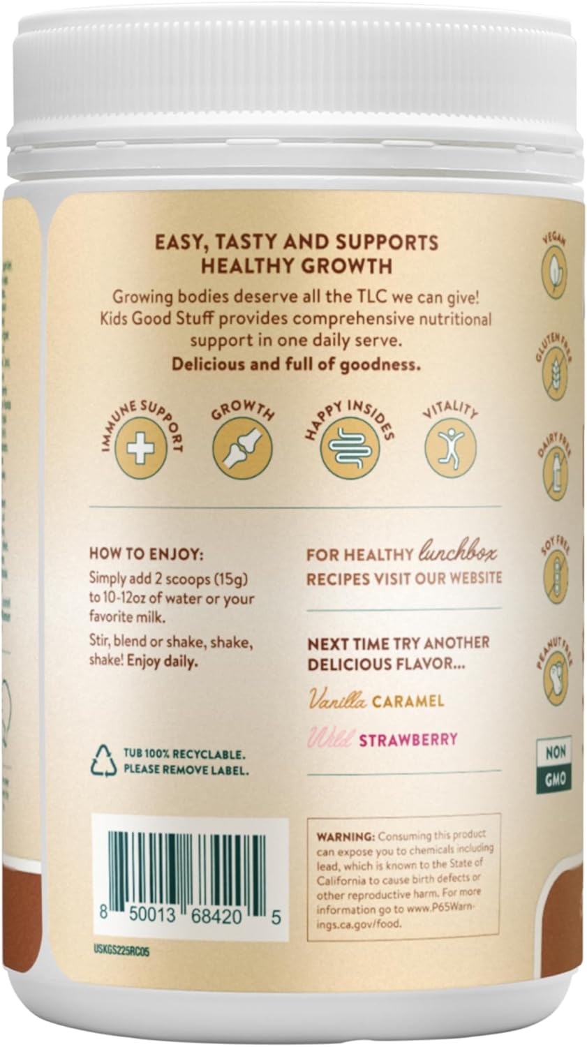 Nuzest Kids Good Stuff Vegan Smoothie Mix - Rich Chocolate - Multivitamin Protein Shake - Dairy Free - 225g/7.9 oz - Growth and Development Support