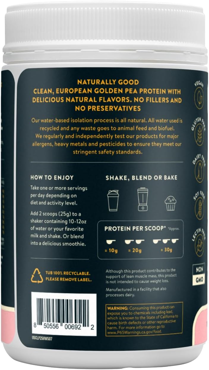 Nuzest Wild Strawberry Vegan Pea Protein Powder - Premium Plant Based Shake, Clean Lean Protein, 10 Servings, 8.8 oz