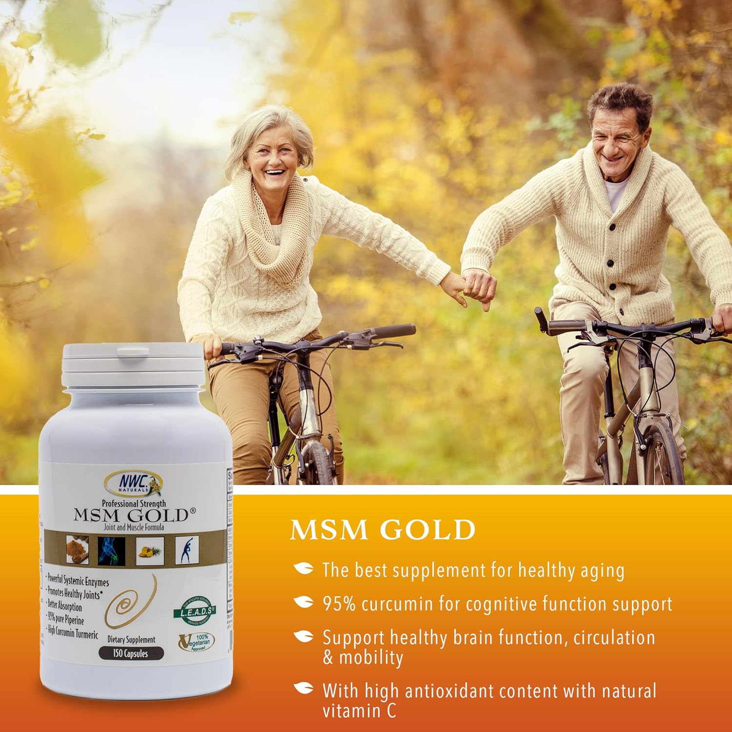 NWC Naturals MSM Gold Systemic Enzyme Capsules - 150 Count - Vegetarian & All Natural - Supports Joint and Muscle Health