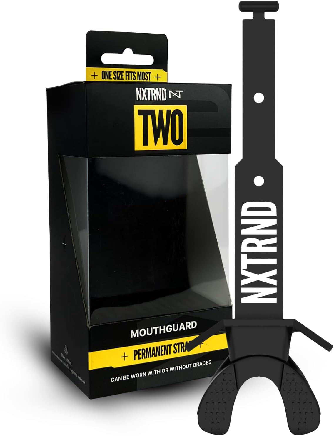 Nxtrnd Two Football Mouth Guard with Strap - Adult & Youth Sizes - Black Color