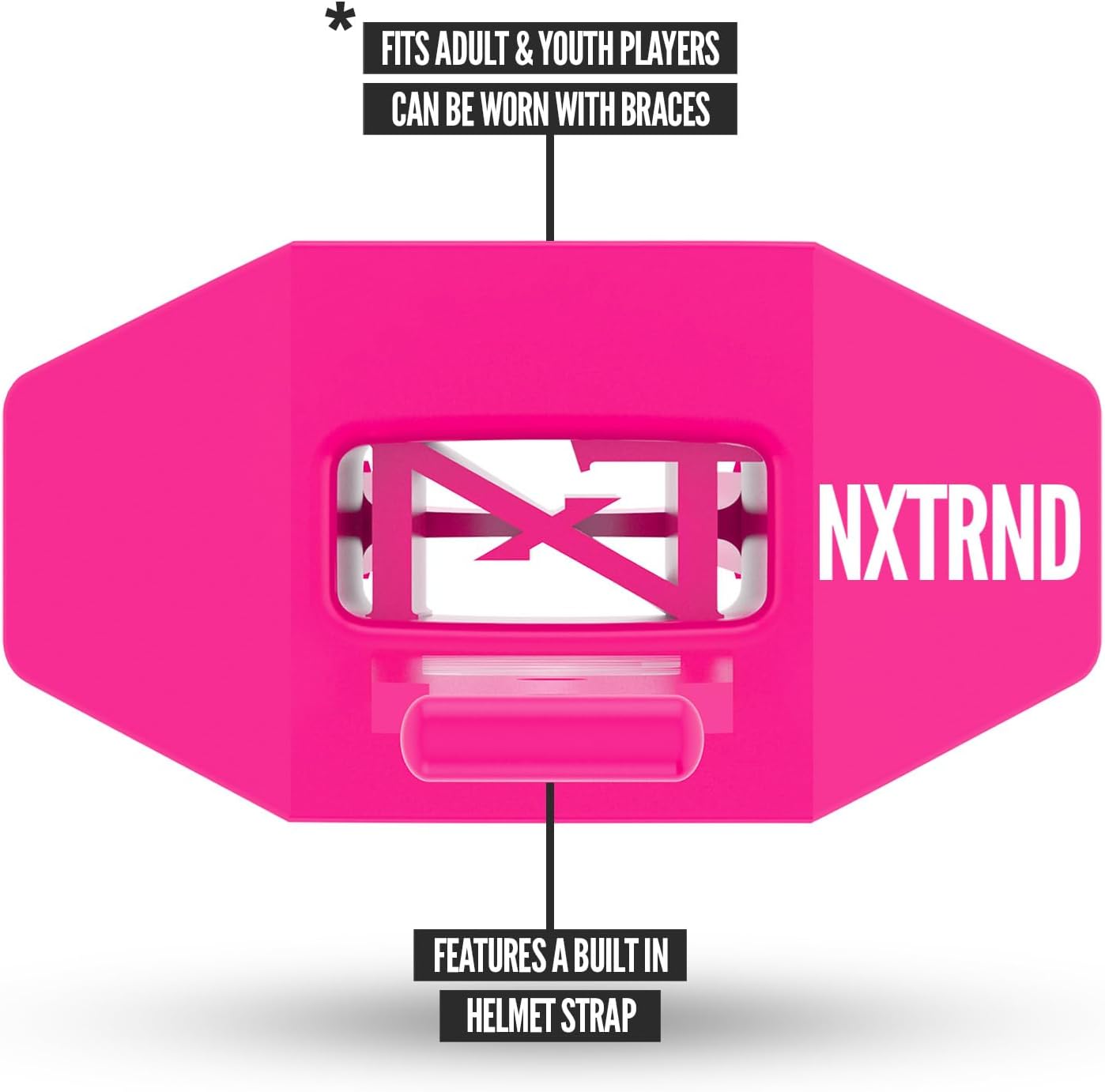 Nxtrnd Two Football Mouth Guard with Strap - Adult & Youth Sizes - Pink Color