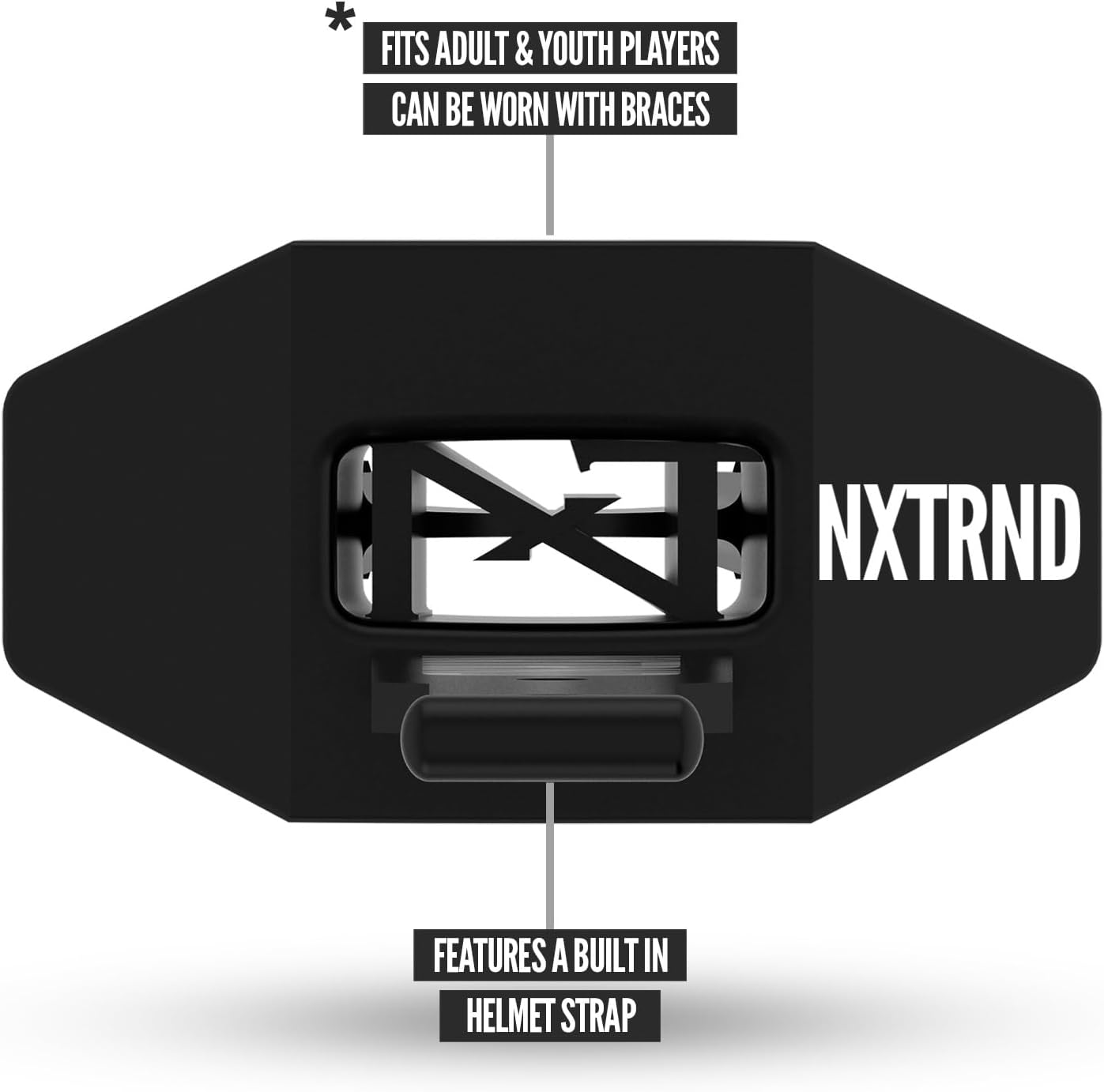 Nxtrnd Two Football Mouth Guard with Strap - Adult & Youth Sizes - Black Color