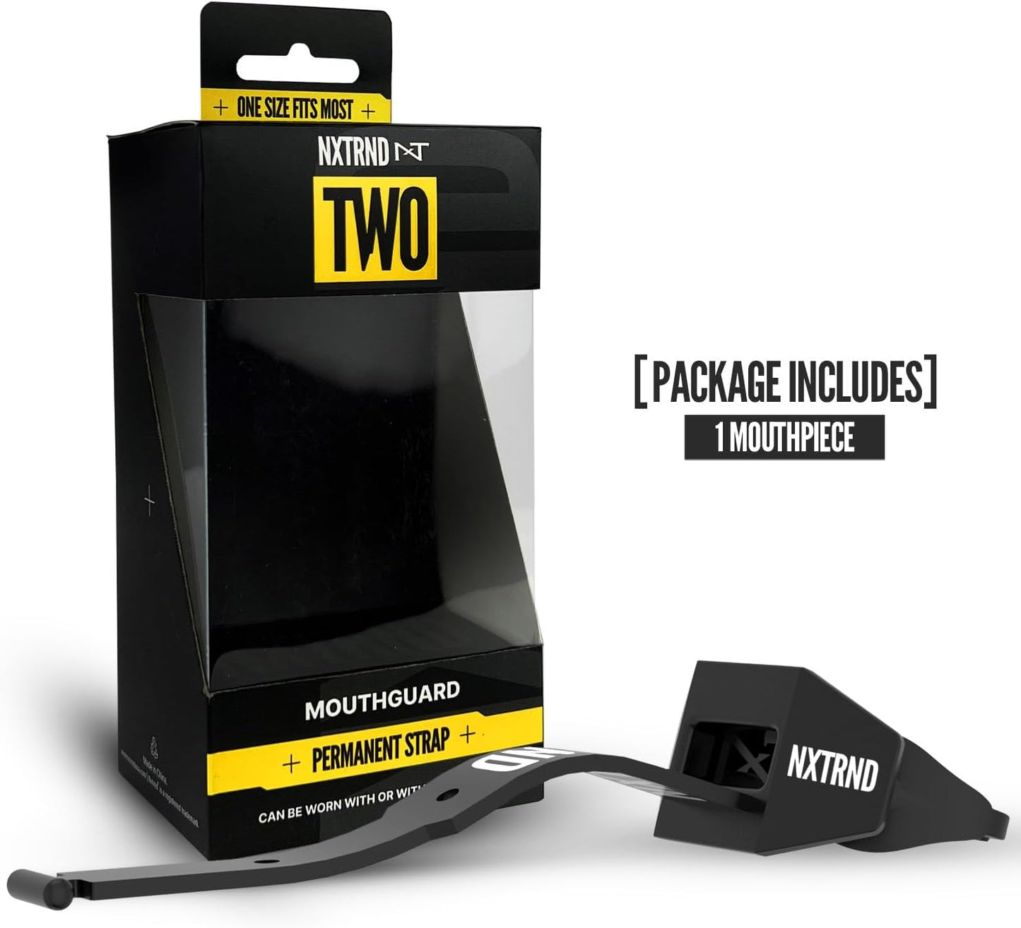 Nxtrnd Two Football Mouth Guard with Strap - Adult & Youth Sizes - Black Color