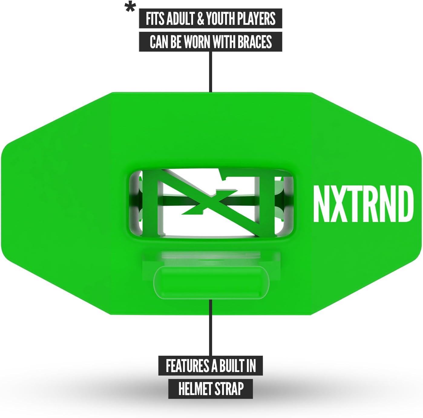 Nxtrnd Two Football Mouth Guard with Strap - Green, Adult & Youth Fit, NXT NXTRND Football Mouthpiece