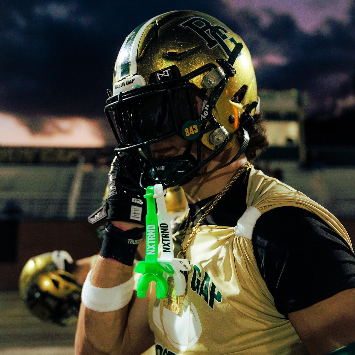 Nxtrnd Two Football Mouth Guard with Strap - Green, Adult & Youth Fit, NXT NXTRND Football Mouthpiece