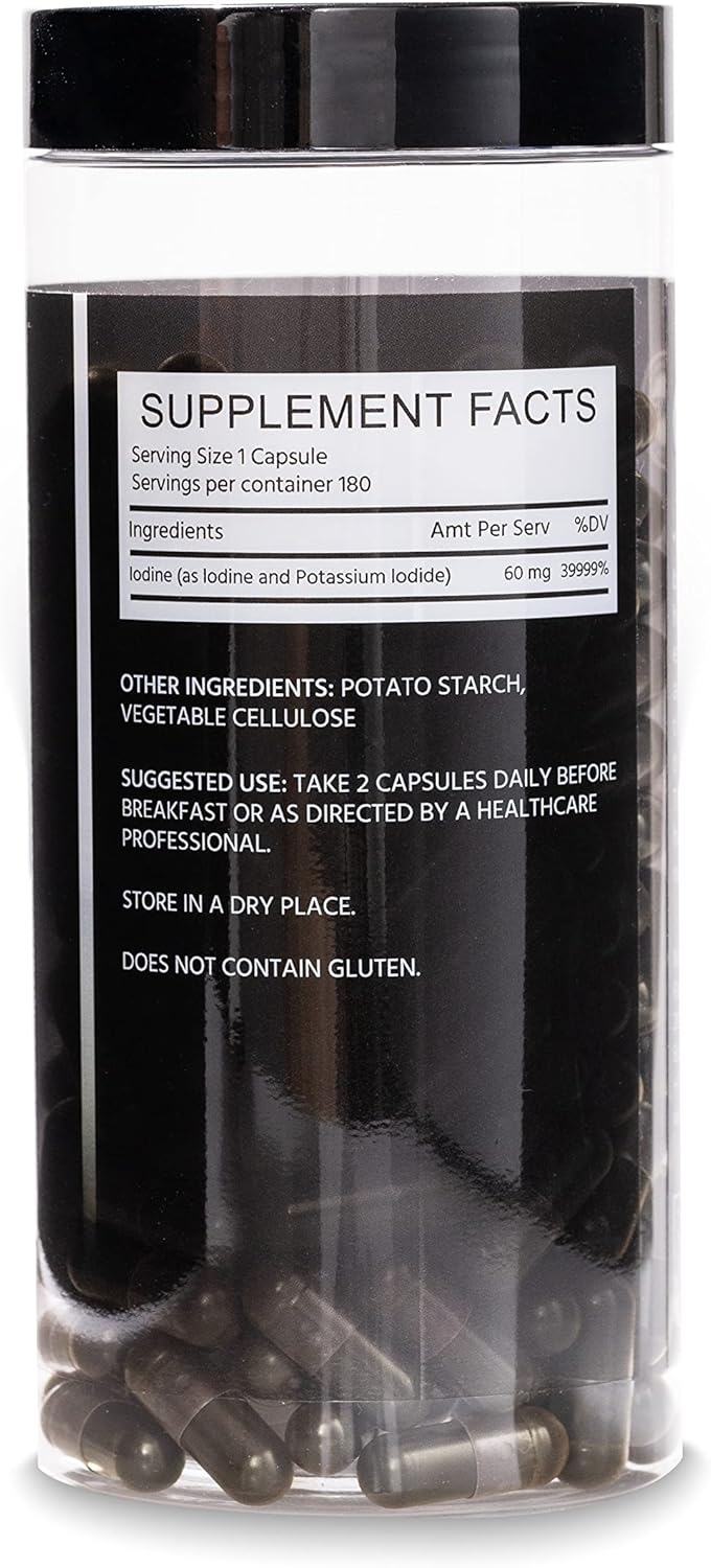 NYOUTROPICS Rebirth: Nootropic Iodine Supplement for Brain and Thyroid Support, 180 Vegan Capsules, Non-Accumulating Positive Monovalent Iodine
