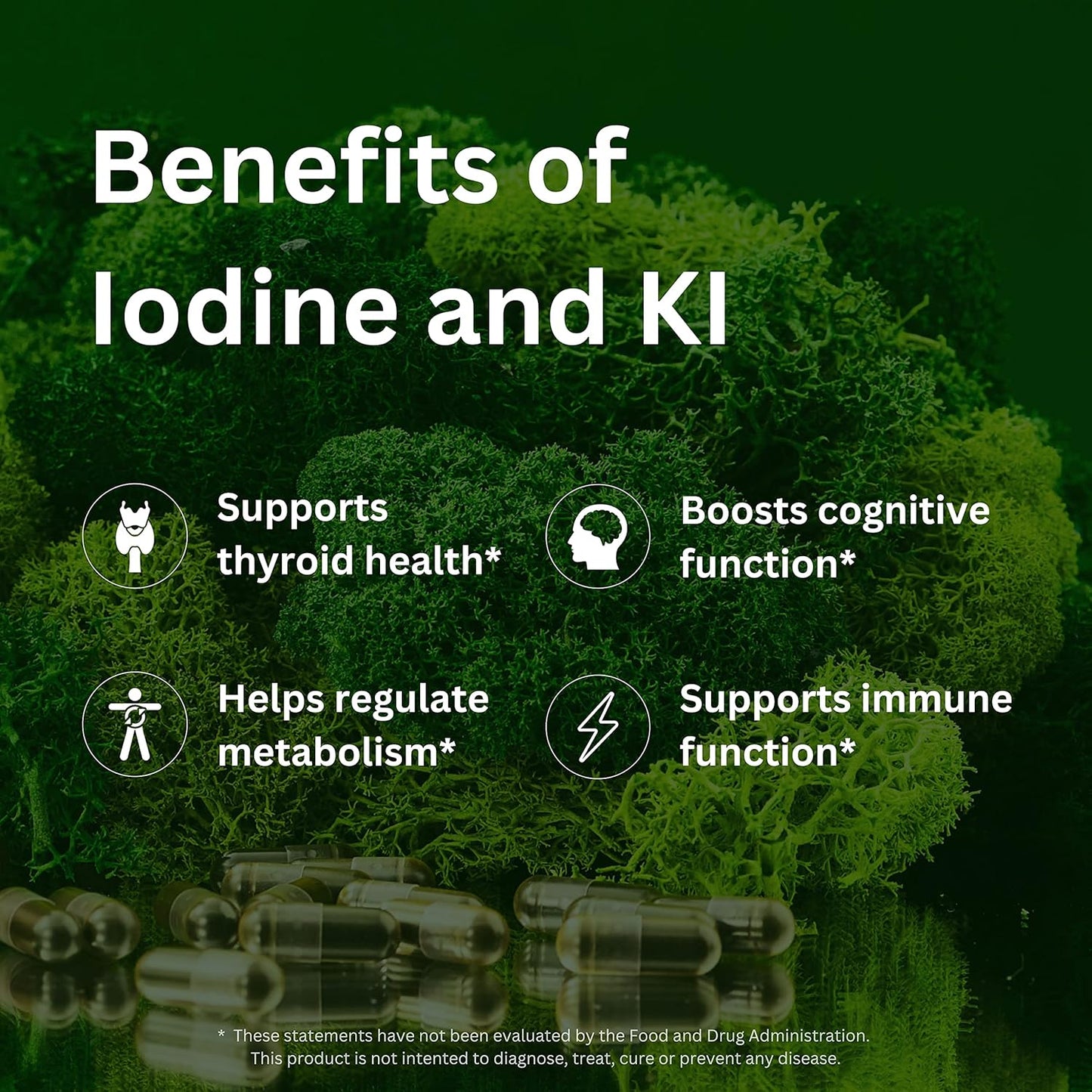 NYOUTROPICS Rebirth: Nootropic Iodine Supplement for Brain and Thyroid Support, 180 Vegan Capsules, Non-Accumulating Positive Monovalent Iodine