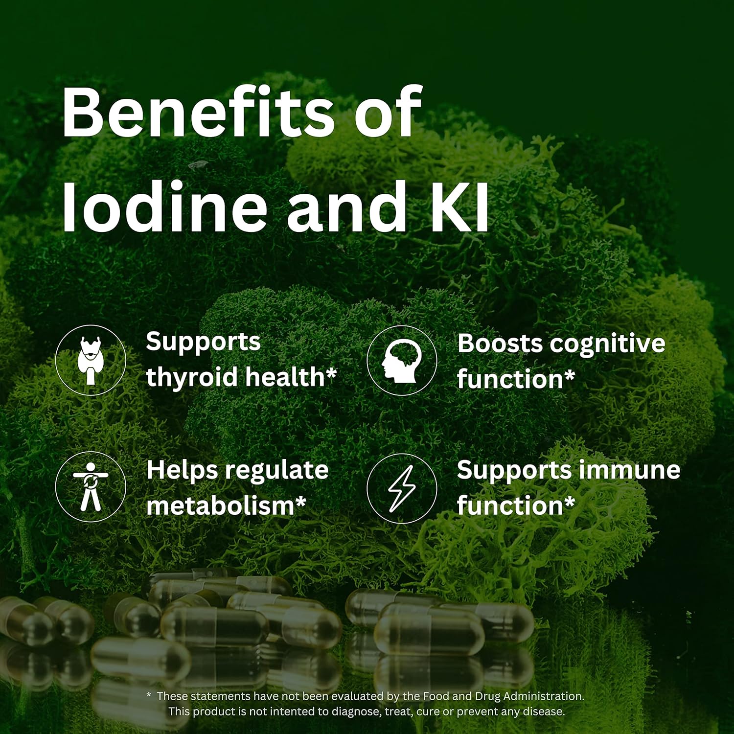 NYOUTROPICS Rebirth: Nootropic Iodine Supplement for Brain and Thyroid Support, 180 Vegan Capsules, Non-Accumulating Positive Monovalent Iodine