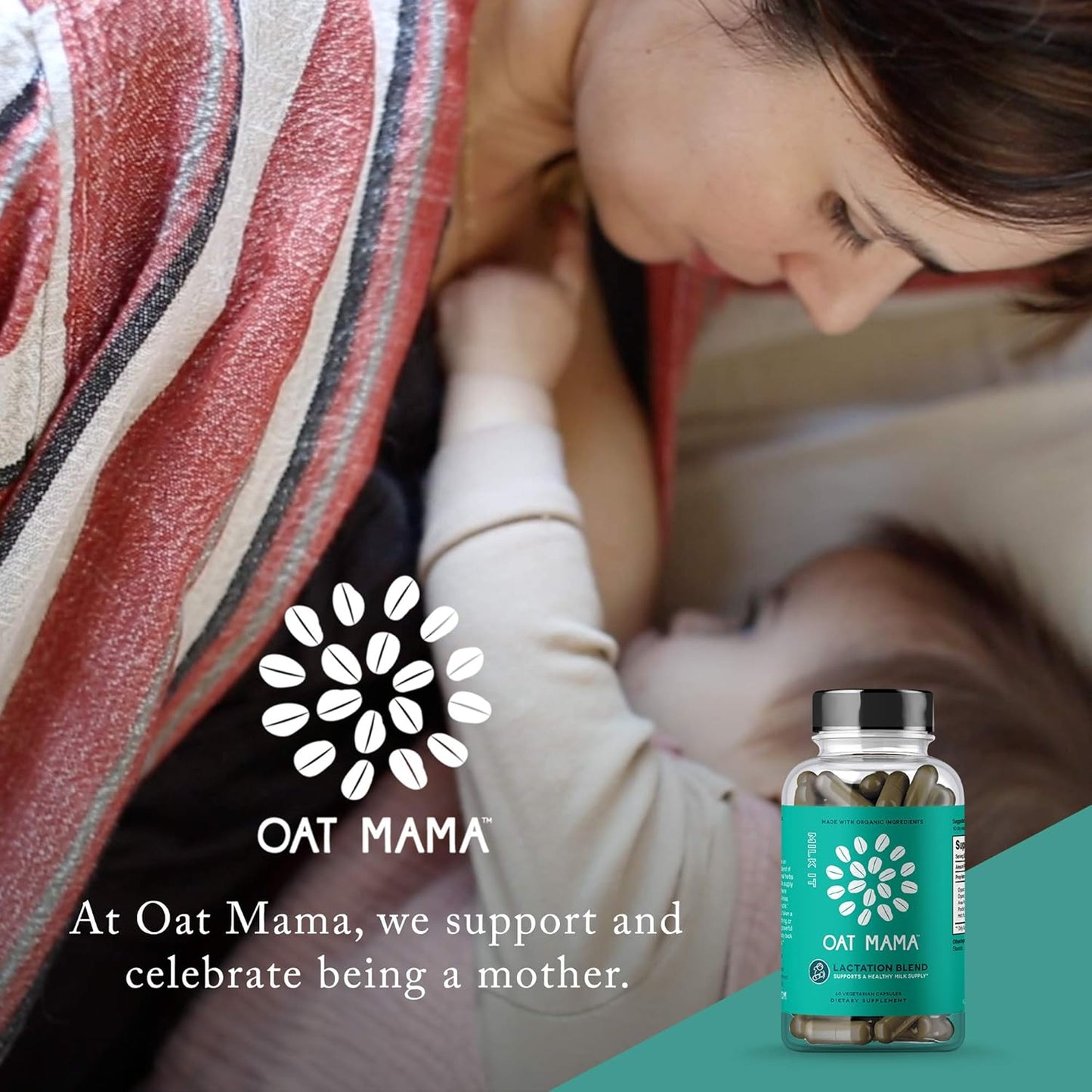 OAT MAMA Milk It Lactation Supplement with Moringa Powder, 60 Capsules for Postpartum Care