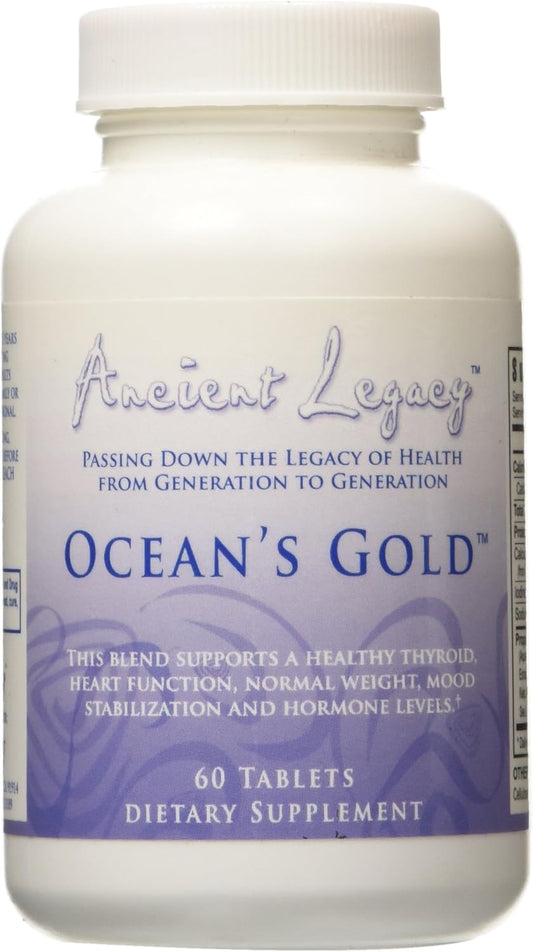 Ocean's Gold Thyroid Support Supplement - 60 Tablets - Promotes Heart Health, Hormone Balance - Natural Ocean-Derived Nutrients - 1 Pack