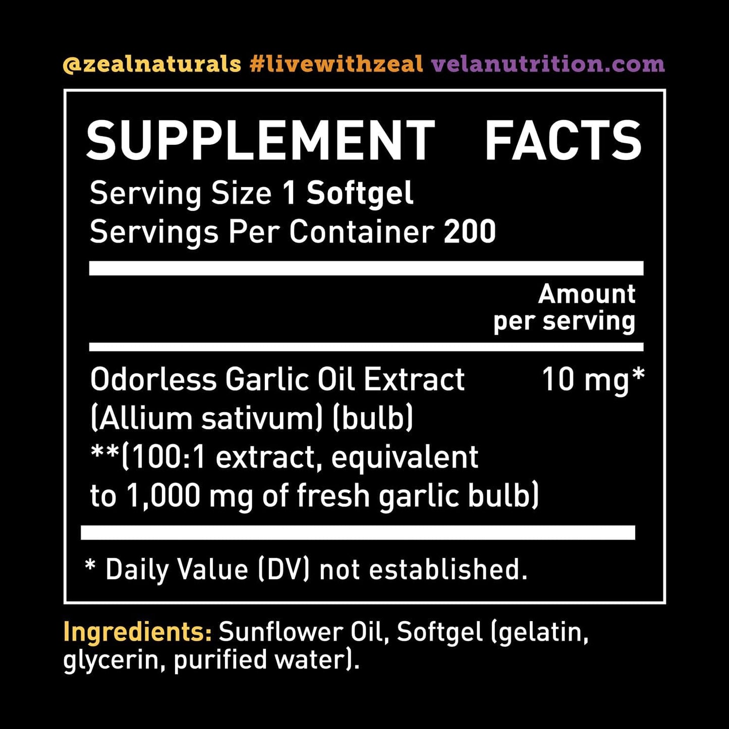 Odorless Garlic Supplement 1000mg - Heart Health & Immune Support - GMP Certified, Non-GMO - 200 Capsules