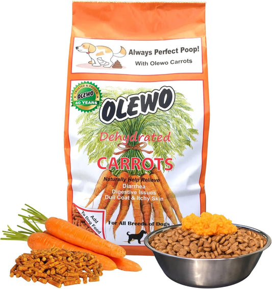 Olewo Original Carrots for Dogs - Fiber-Rich Digestive Dog Food Topper for Skin, Coat, and Gut Health, 1 lb