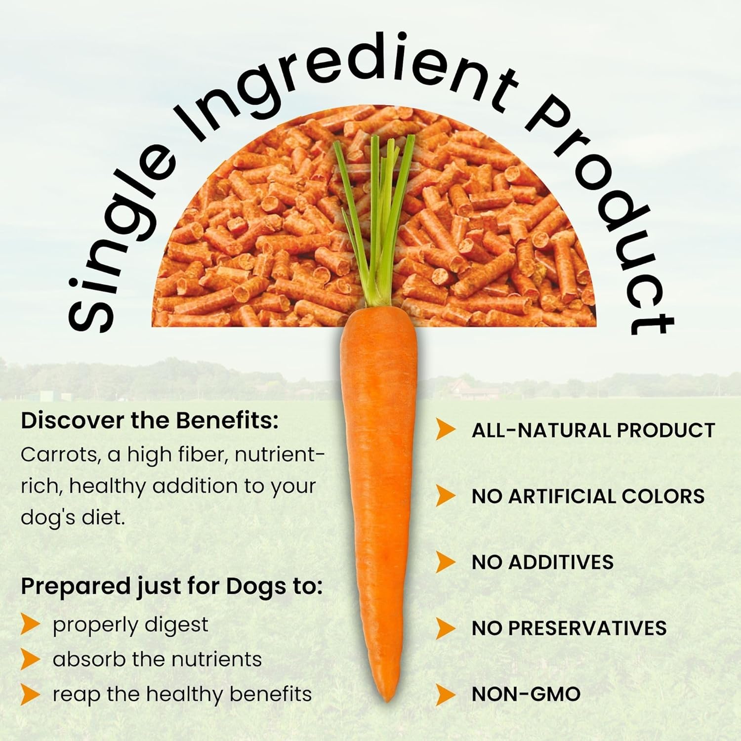 Olewo Original Carrots for Dogs - Fiber-Rich Digestive Dog Food Topper for Skin, Coat, and Gut Health, 1 lb