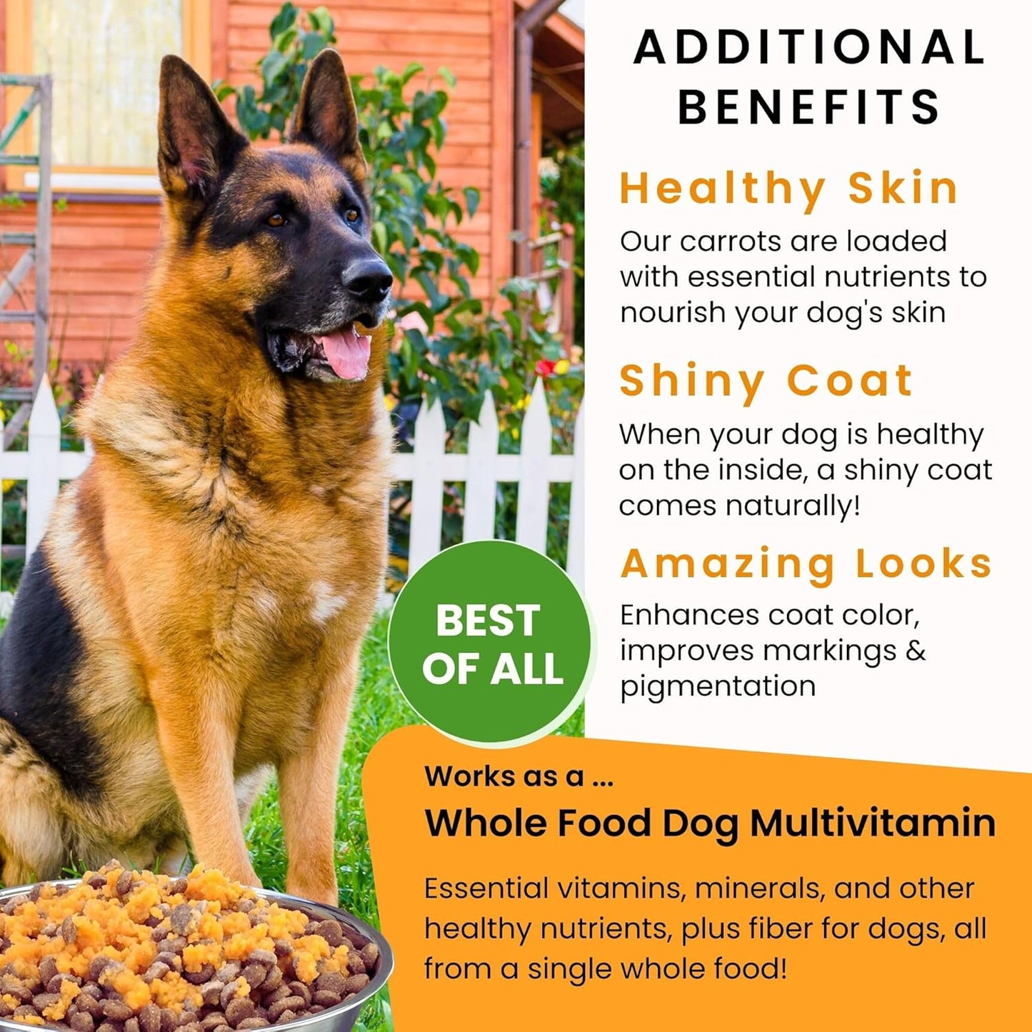 Olewo Original Carrots for Dogs - Fiber-Rich Digestive Dog Food Topper for Skin, Coat, and Gut Health, 1 lb