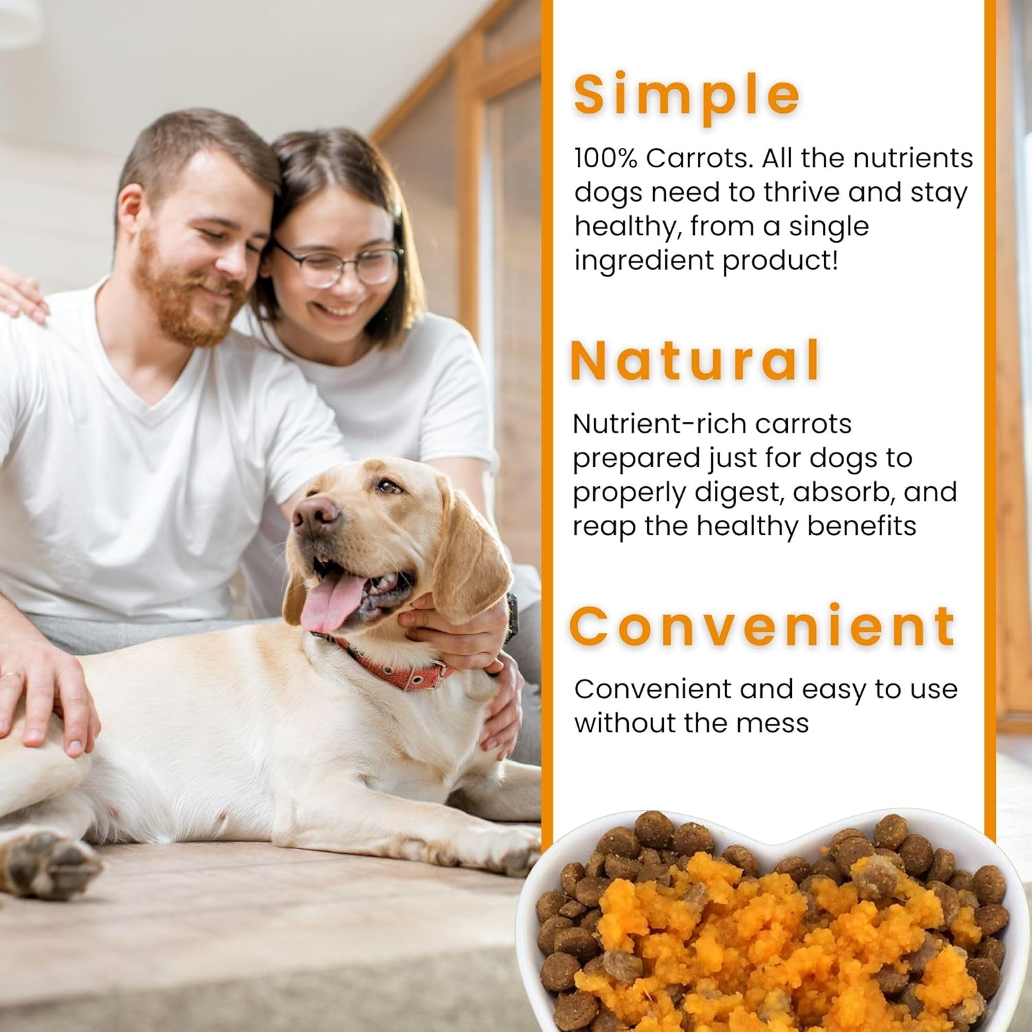 Olewo Original Carrots for Dogs - Fiber-Rich Digestive Dog Food Topper for Skin, Coat, and Gut Health, 1 lb
