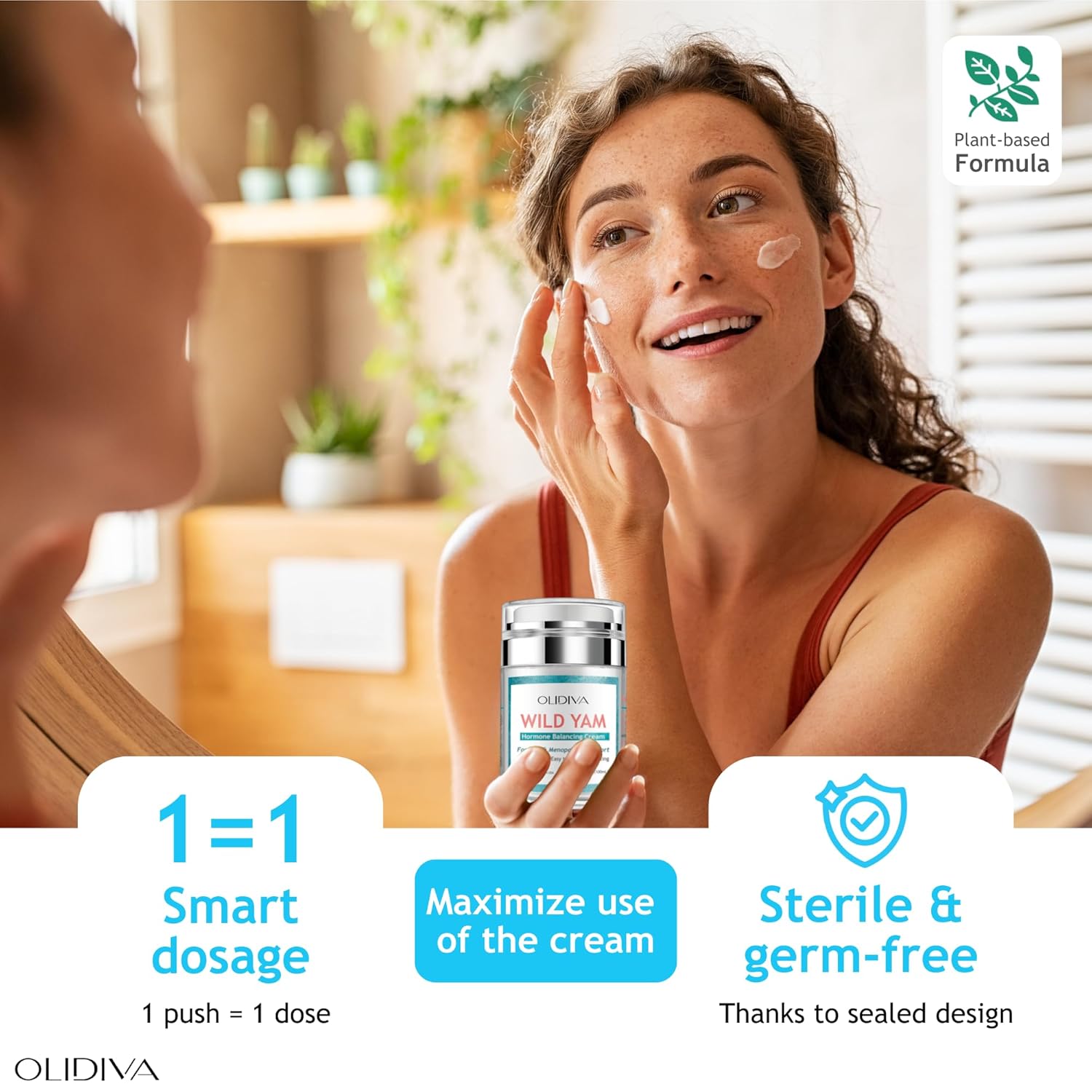 Olidiva Wild Yam Cream 3.4 oz - Hormone Balancing Day & Night Cream for PMS, Menopause, Hot Flashes & Night Sweats