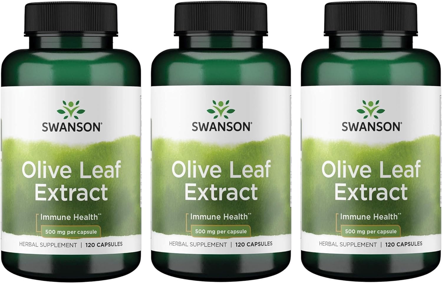 Olive Leaf Extract Capsules 20% Oleuropein 500mg - 3 Pack, 240 Capsules - Swanson