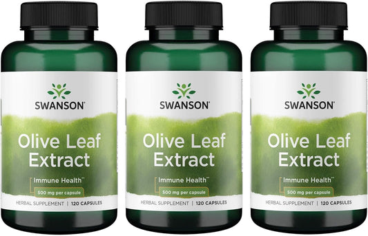 Olive Leaf Extract Capsules 20% Oleuropein 500mg - 3 Pack, 240 Capsules - Swanson