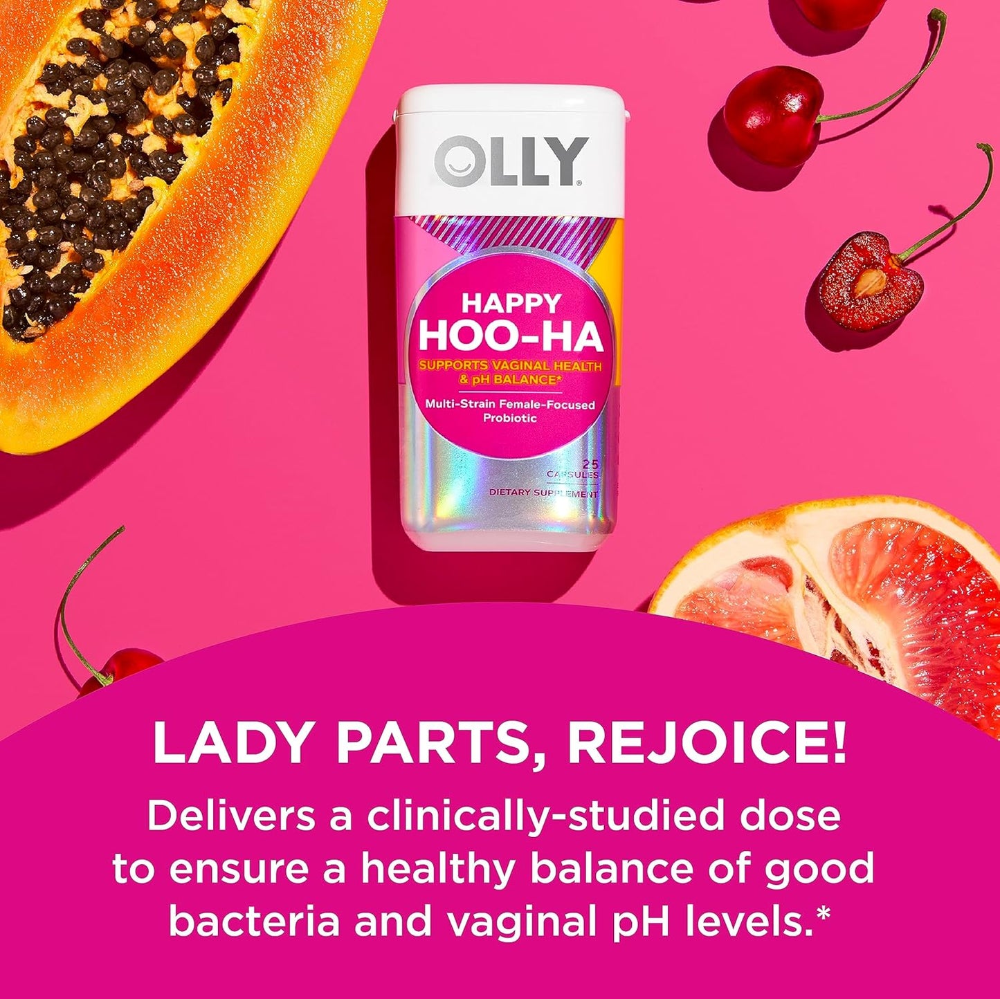 OLLY Happy Hoo-Ha Capsules & Ultra Women's Multi Softgels for Overall Health, Immune Support, Omega-3s, Iron, Vitamins A, D, C, E, B12 - 30 Day Supply, 60 Count